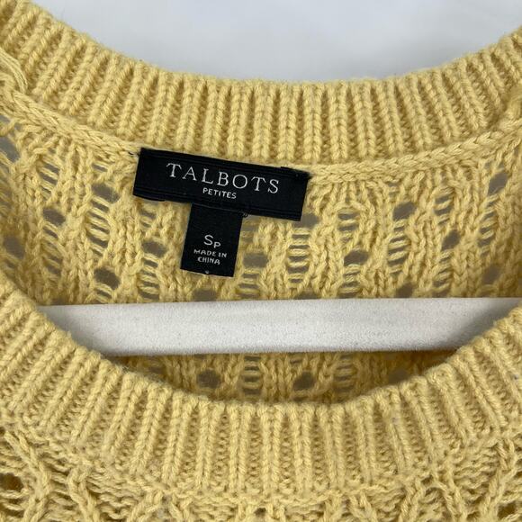 Talbots Lambswool Open Knit Sweater Yellow Small Petite - Picture 3 of 5